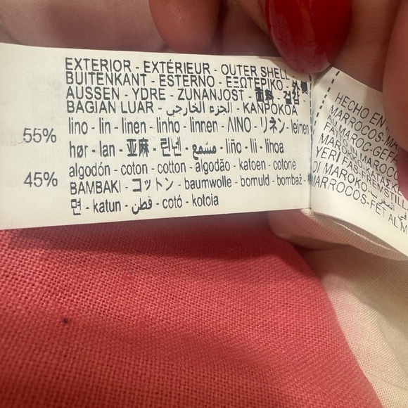 NWT Zara Linen Blend Short Sleeve Mini Dress Bow Size Large Coral Pink - Picture 9 of 13